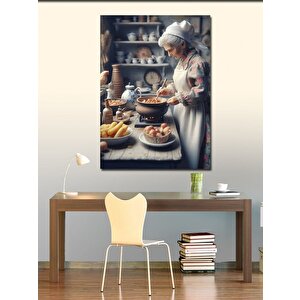 Kanvas Tablo Mutfakta Büyükanne 70x100 cm