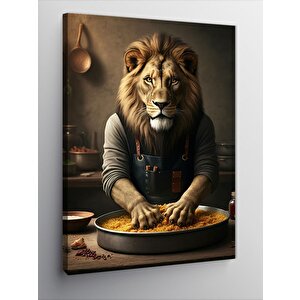Kanvas Tablo Çiğköfte Yapan Aslan Şef 50x70 cm