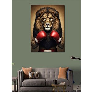 Kanvas Tablo Boks Eldivenli Aslan 50x70 cm