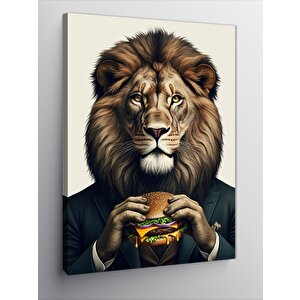 Kanvas Tablo Burger Yiyen Aslan 70x100 cm