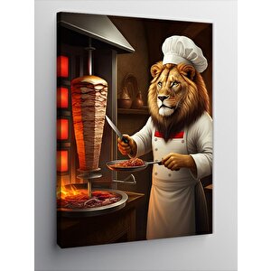 Kanvas Tablo Döner Keserken Aslan 50x70 cm