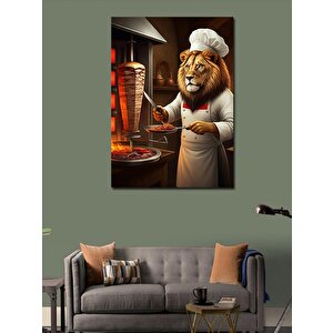 Kanvas Tablo Döner Keserken Aslan 50x70 cm