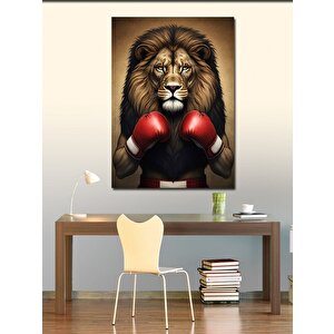 Kanvas Tablo Boks Eldivenli Aslan 70x100 cm