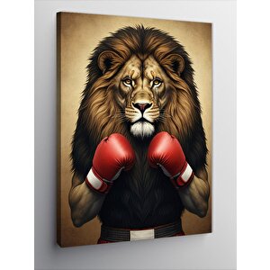 Kanvas Tablo Boks Eldivenli Aslan 100x140 cm