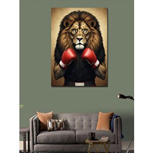 Kanvas Tablo Boks Eldivenli Aslan 100x140 cm