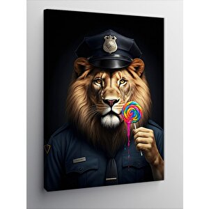 Kanvas Tablo Lolipoplu Aslan Polis 70x100 cm