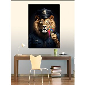 Kanvas Tablo Lolipoplu Aslan Polis 70x100 cm