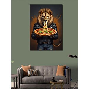 Kanvas Tablo Pizza Yiyen Aslan 100x140 cm
