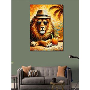 Kanvas Tablo Kokteyl İçen Aslan 50x70 cm