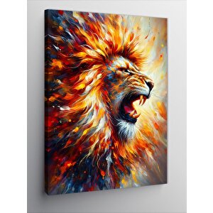 Kanvas Tablo Alevler İçindeki Aslan 70x100 cm
