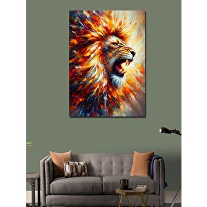 Kanvas Tablo Alevler İçindeki Aslan 70x100 cm