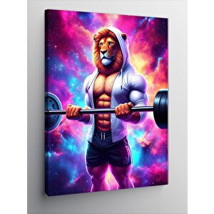 Kanvas Tablo Ağırlık Kaldıran Aslan 100x140 cm