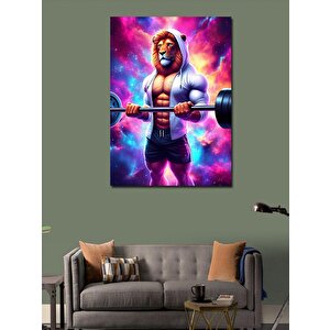 Kanvas Tablo Ağırlık Kaldıran Aslan 100x140 cm