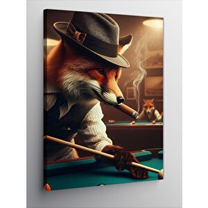 Kanvas Tablo Bilardo Oynayan Tilki 100x140 cm