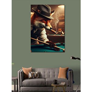 Kanvas Tablo Bilardo Oynayan Tilki 100x140 cm