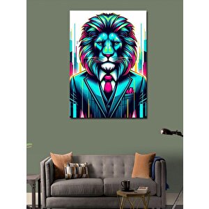Kanvas Tablo Neon Takım Elbiseli Aslan 70x100 cm