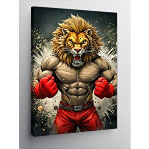 Kanvas Tablo Kaslı Boksör Aslan 100x140 cm