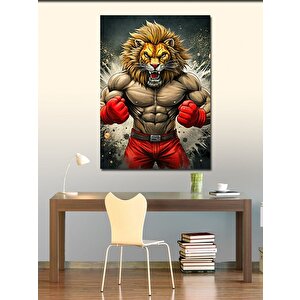 Kanvas Tablo Kaslı Boksör Aslan 100x140 cm