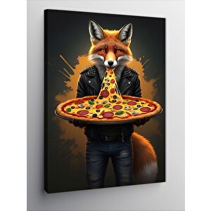 Kanvas Tablo Pizza Yiyen Tilki 50x70 cm
