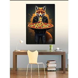 Kanvas Tablo Pizza Yiyen Tilki 50x70 cm