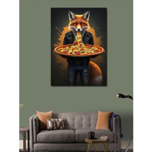 Kanvas Tablo Pizza Yiyen Tilki 50x70 cm