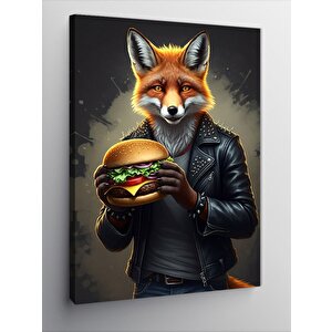 Kanvas Tablo Hamburger Yiyen Tilki 50x70 cm