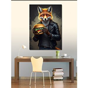 Kanvas Tablo Hamburger Yiyen Tilki 50x70 cm