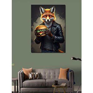 Kanvas Tablo Hamburger Yiyen Tilki 50x70 cm