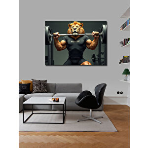 Kanvas Tablo Halter Kaldıran Aslan Figürü 70x100 cm