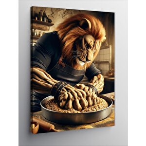 Kanvas Tablo Çiğköfte Hazırlayan Aslan 100x140 cm