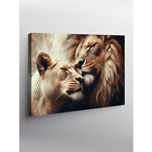 Kanvas Tablo Birbirine Sarılan Aslanlar 50x70 cm
