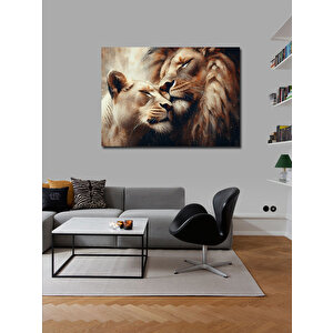 Kanvas Tablo Birbirine Sarılan Aslanlar 50x70 cm