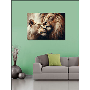 Kanvas Tablo Birbirine Sarılan Aslanlar 50x70 cm