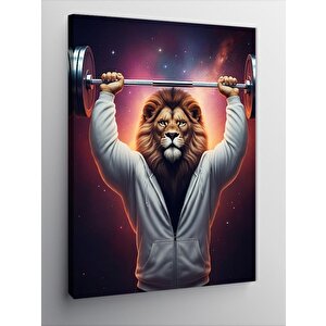 Kanvas Tablo Ağırlık Kaldıran Aslan 50x70 cm