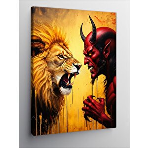 Kanvas Tablo Aslan Ve Kızgın Şeytan 70x100 cm