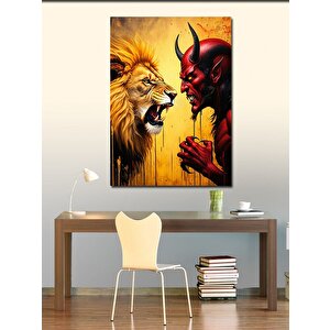 Kanvas Tablo Aslan Ve Kızgın Şeytan 70x100 cm