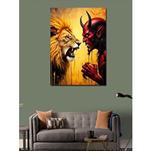 Kanvas Tablo Aslan Ve Kızgın Şeytan 70x100 cm