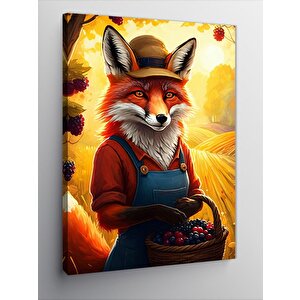 Kanvas Tablo Meyve Sepetli Tilki 70x100 cm