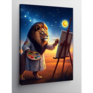 Kanvas Tablo Aslan Gece Ressamı 70x100 cm