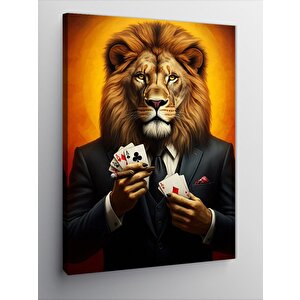 Kanvas Tablo Poker Oyuncusu Aslan 100x140 cm