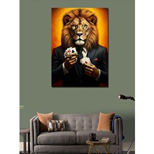 Kanvas Tablo Poker Oyuncusu Aslan 100x140 cm
