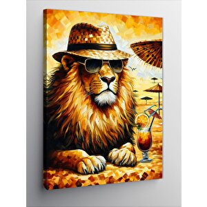 Kanvas Tablo Şapkalı Aslan 50x70 cm