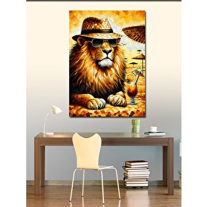Kanvas Tablo Şapkalı Aslan 50x70 cm