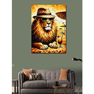 Kanvas Tablo Şapkalı Aslan 50x70 cm