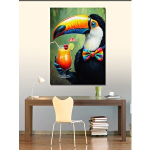 Kanvas Tablo Meyve Kokteyli Tutan Tukan 70x100 cm
