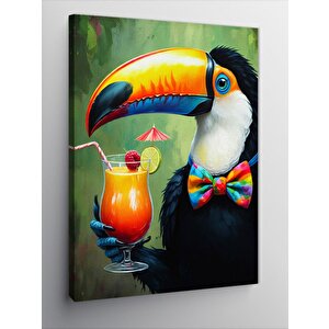 Kanvas Tablo Meyve Kokteyli Tutan Tukan 50x70 cm