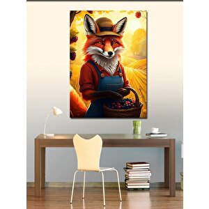 Kanvas Tablo Meyve Sepetli Tilki 50x70 cm