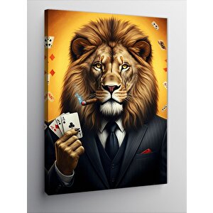 Kanvas Tablo Poker Oyuncusu Aslan 100x140 cm