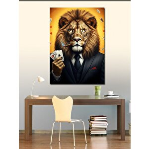 Kanvas Tablo Poker Oyuncusu Aslan 100x140 cm