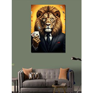 Kanvas Tablo Poker Oyuncusu Aslan 100x140 cm